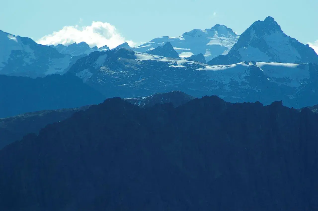 Layers of mountain ranges · Mt Cook region · John and Kathy · Mar 09
