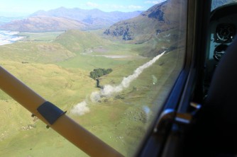 Aerial spread of fertilizer in the Matukituki Valley near Wanaka2. Jim and Linda. Mar 10