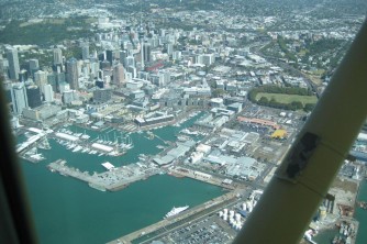 Auckland CBD with Sky Tower and Viaduct Basin2. Jim and LInda. Mar 10