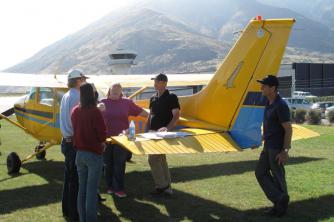 Early morning briefing. Queenstown Airport.