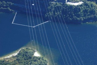 Manapouri Power Station wires2. West Arm Lake Manapouri. John and Kathy. Mar 09