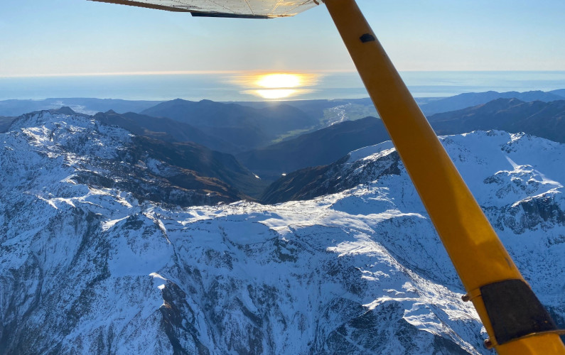 West Coast mountain ridges dramatic drop to sealevel.